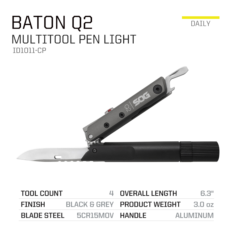 SOG BATON Q2 4 in 1 Multi-Tool - огляд і ціна Edc Carry Flashlight